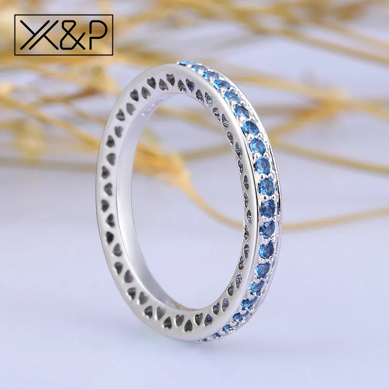 X& P модный шарм 925 Серебряные кольца для мужчин и женщин День матери лучистые сердца светильник с розовой эмалью прозрачное кольцо ювелирные изделия