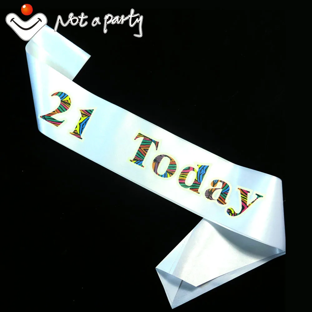 Whitezebra21today Белые ленты забавные красочные печати для женщин и мужчин с днем рождения 18 21 30 40 50 принцесса для девочек и мальчиков события вечерние для взрослых - Цвет: Whitezebra21today