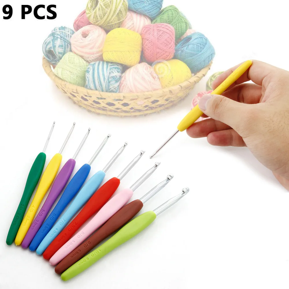Высокое качество 9 шт./компл. вязальные крючки иголки Швы Вязание Craft чехол