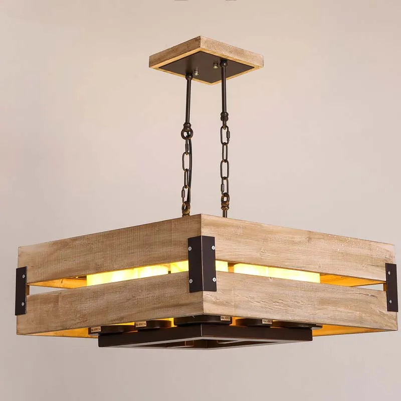 Американский стиль Сельский Лофт Мраморная Свеча из твердой древесины Подвесная