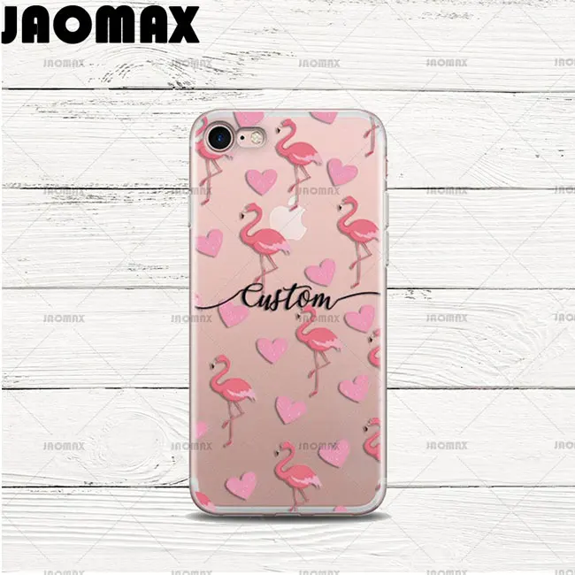 Чехол Jaomax с индивидуальным именем для iPhone 11 XS MAX XR 7 8 6 Plus, силиконовый чехол для телефона с изображением розового цветка сердца фламинго - Цвет: NameFlower 4
