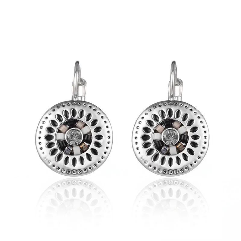 Shineland Newest Bohemian Ethnic Flower Crystal Rhinestone Beads Round Drop Earrings Pendientes for Women Vintage Jewelry Gifts | Украшения