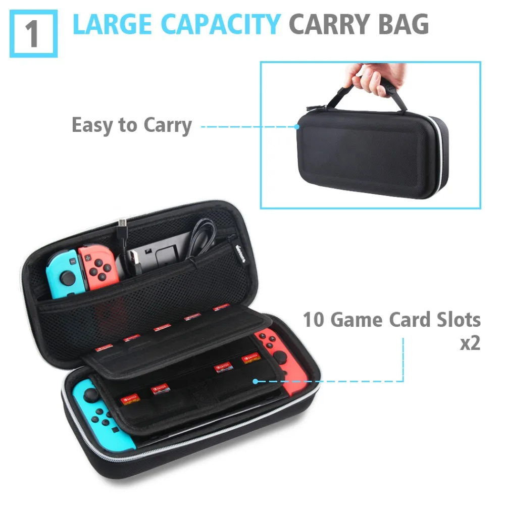 Набор аксессуаров для игр OIVO Nintendo Switch Controller зарядная док станция сумка переноски
