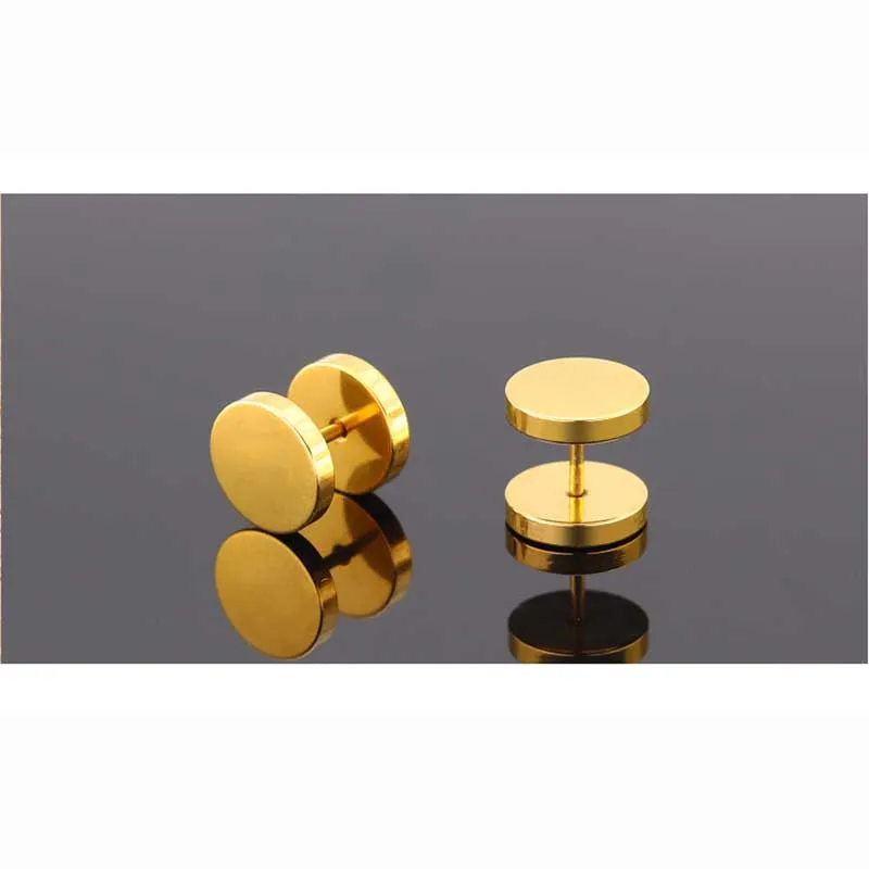 HFXSSSP модные прямые серьги-гвоздики из титановой стали с покрытием круглые