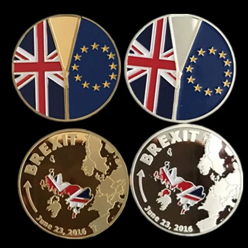 2 предмета 2016 Brexit значок Англия выйти из Европейского 24K настоящим золотом с