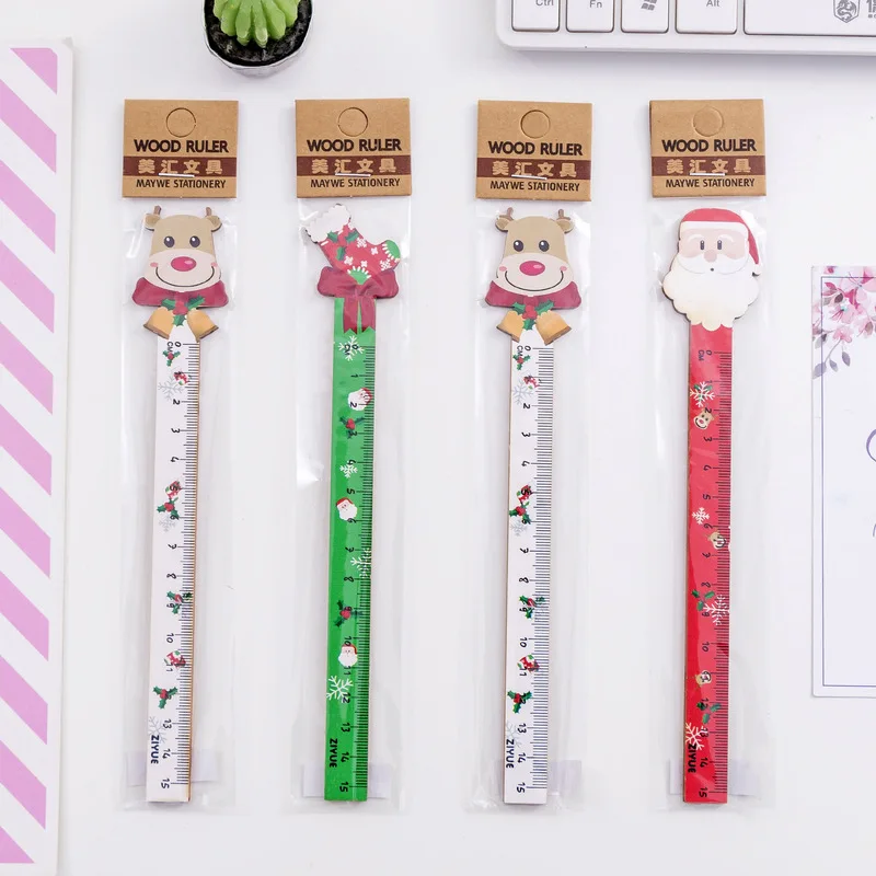 2 шт. 15 см Дед Мороз кактус деревянная линейка Kawaii канцелярский дизайн Линейка Инструмент швейная линейка офисные школьные принадлежности