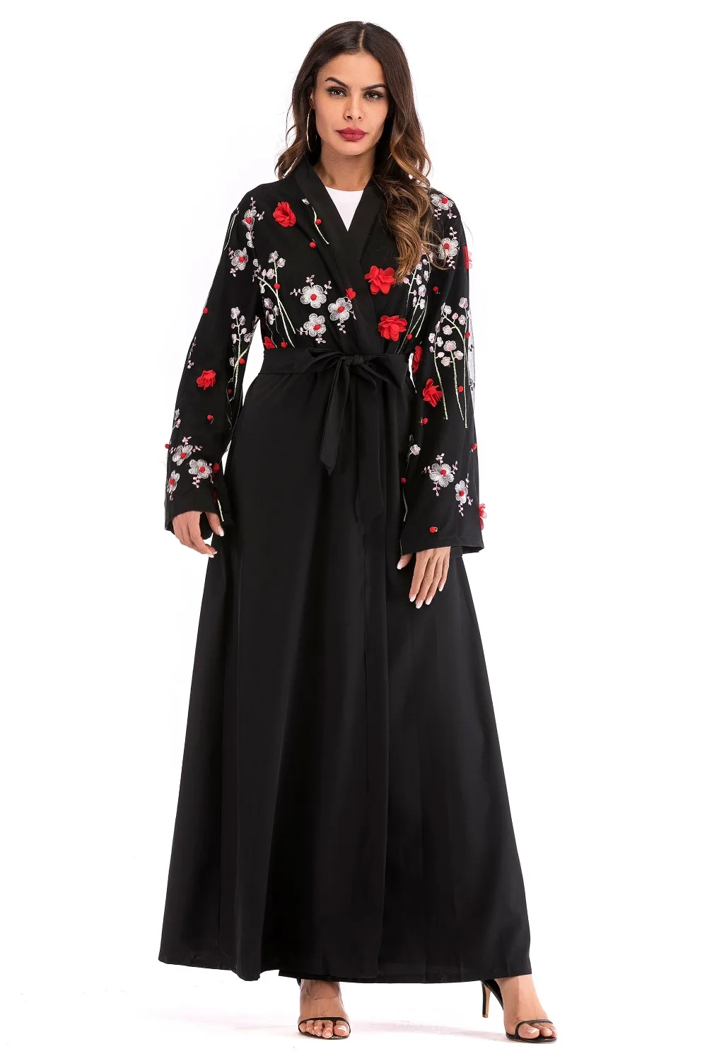 Abaya модный Дубай кафтан арабский мусульманский Женский Длинный Цветочный кимоно