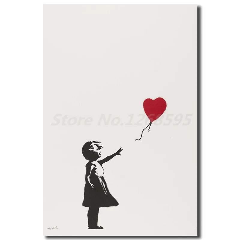 Banksy граффити холст картины уличное искусство печать стены Марио плакат ПОП девушка шар картина для гостиной декоративные Unframe