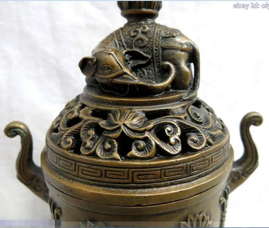 8 &quotКитайская латунная медная декоративная картина слон Курильница статуя