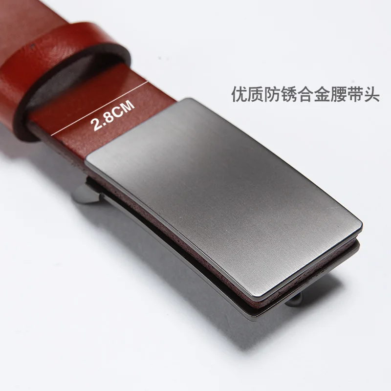 Кожаный мужской ремень LANSPACE повседневный кожаный для джинсов с медной пряжкой 2