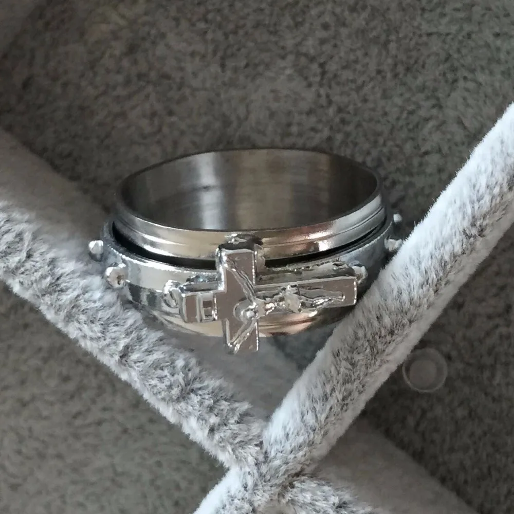 Мужские и женские кольца из нержавеющей стали 316L в стиле панк с надписью jesus bible