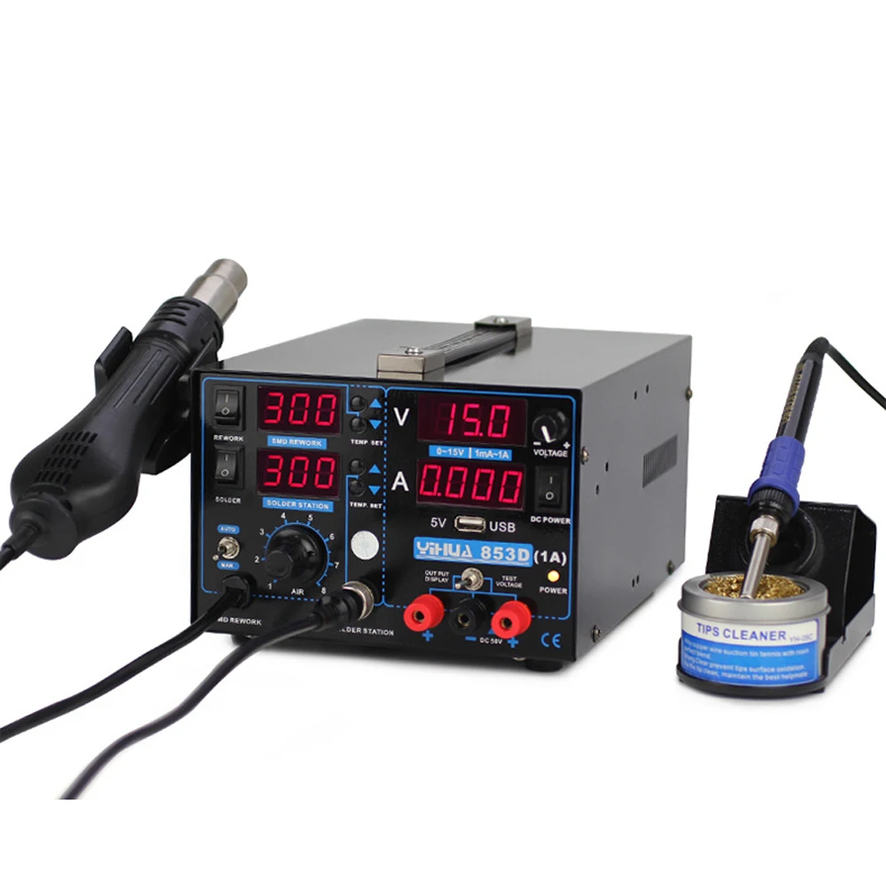 Тепловая пушка YIHUA 853D 1A с цифровым дисплеем источник питания Triad DC паяльная