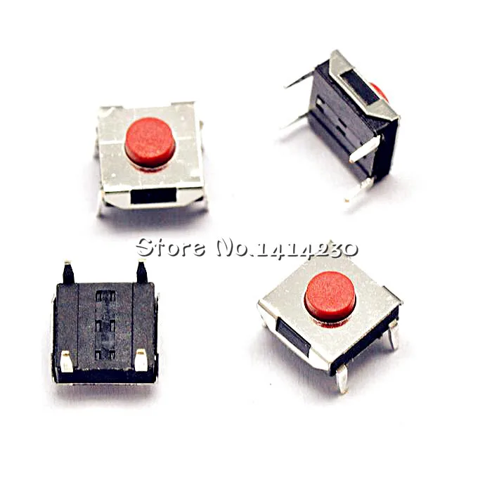 

100Pcs 6*6*3.1MM 6*6*3.1H Tact Switch Vertical 4Pins red head 6x6x3.1mm DIP-4