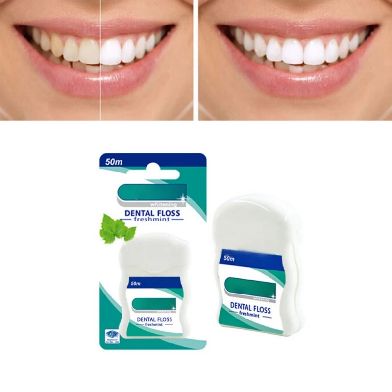 50 м сверхэластичная зубная нить для удаления зубных пятен|Держатель зубной нити|