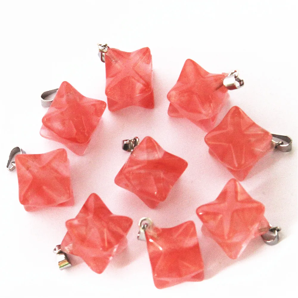 New 2017 Fashion Natural Stone Pendant Melkaba Hexagram Cherry Quartz 20*13mm For Jewelry Making 10PCS Wholesale Free Shipping | Украшения