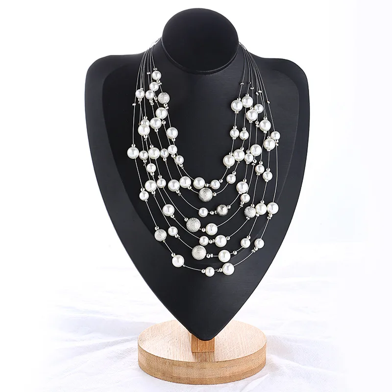 Чокер женский многослойный ожерелье-цепочка под воротник с подвесками имитацией