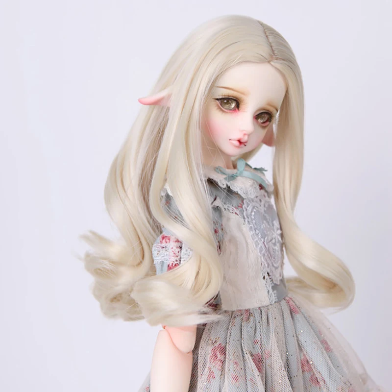 Cateleya Bjd парик, бежевого и белого цветов средняя часть вьющиеся 1/3 1/4 1/6 1/8 применяется для кукол