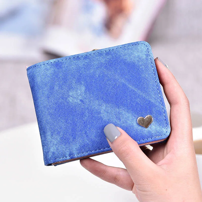 Blue Модное яркое милое портмоне с золотым сердцем, клатч, кошелек, большая вместительность, на молнии, женская маленькая сумка, милая сумка для карт - Цвет: Blue