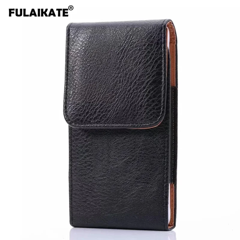 

FULAIKATE 6.3" Litchi Vertical Waist Bag for Samsung Galaxy Note9 A9 A8 Star Men's Phone Universal Pouch for Note8 Clip Case