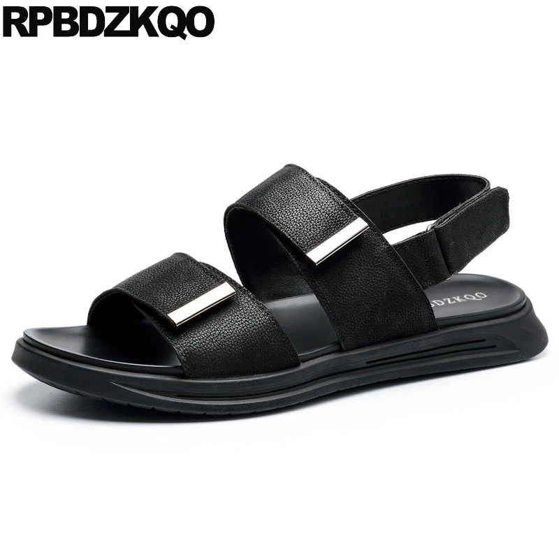 

Genuine Leather Designer Shoes Men High Quality Strap Breathable Flat 2021 Black Summer Casual Soft Italian Sandals Fashion