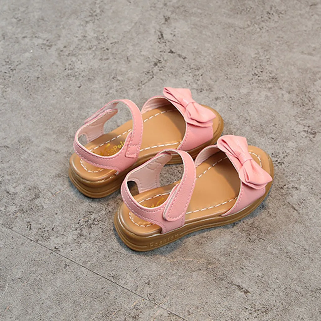 Newest kids sandals Summer Kids Shoes Children Magic Hook Beach Sandals Fashion Bowknot Girls Flat Pricness Shoes Dropshipping