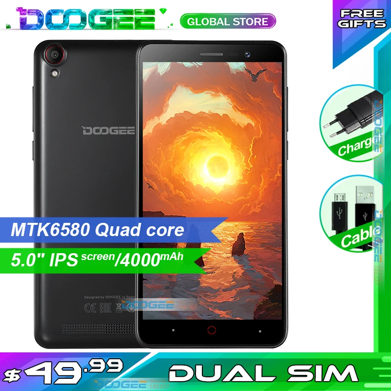2019 Doogee X100 Мобильный телефон 4000 мАч MTK6580 четырехъядерный экран 5 0 &quot1 ГБ ОЗУ 8 Гб ПЗУ
