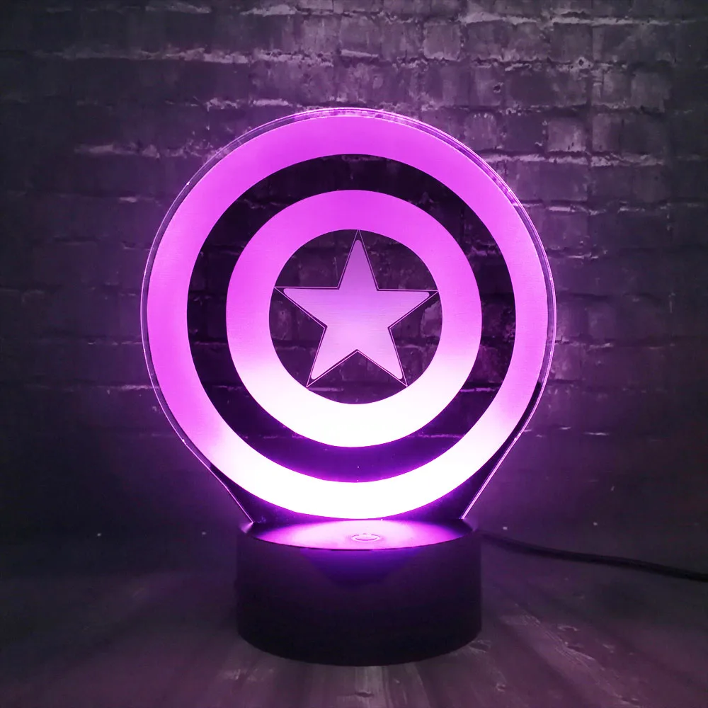 Горячий Фильм Мстители супер герой Marvel Креативный Капитан Америка щит светодиодный Зарядка светодиодный домашний декор стол Ночник подарок на день рождения