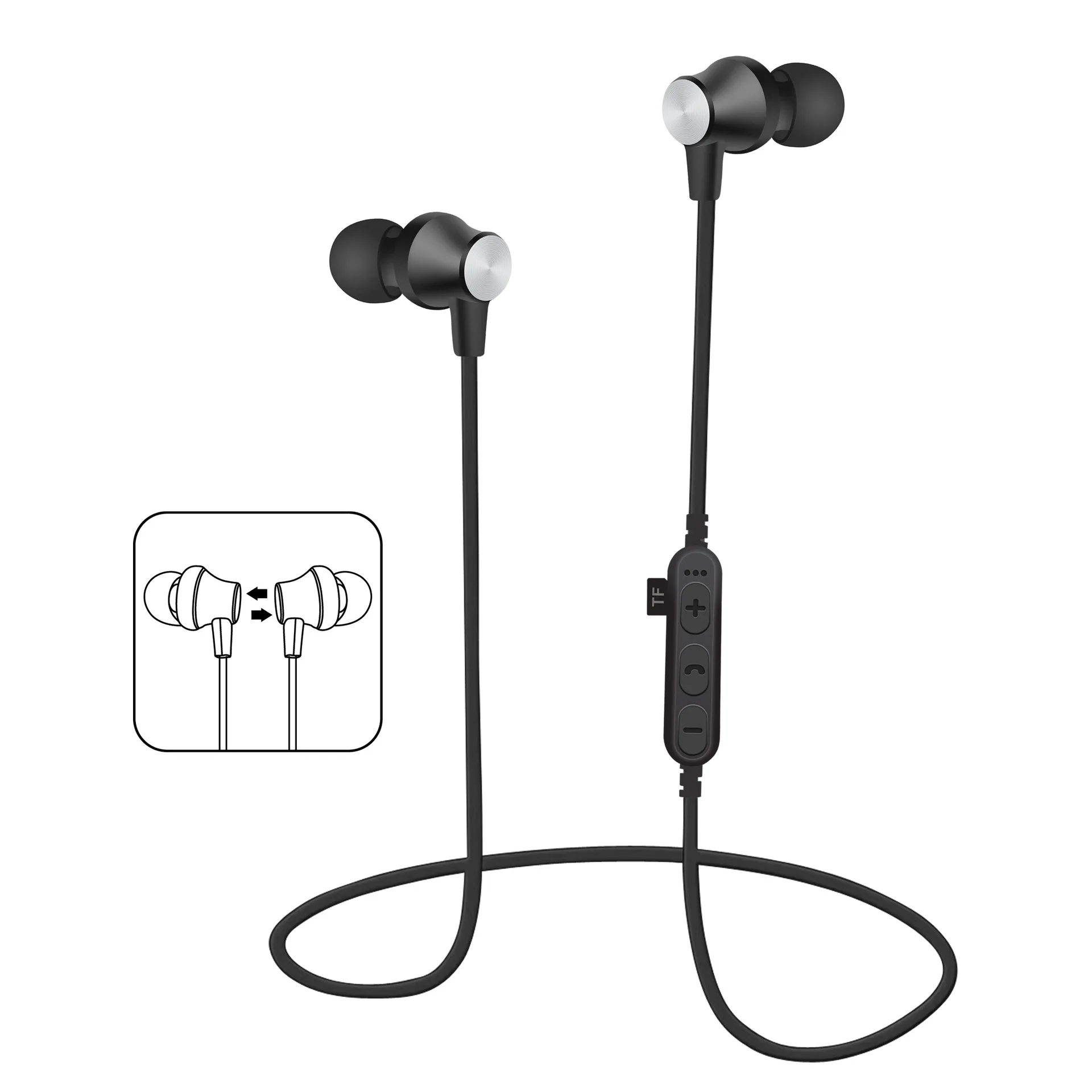 30 шт./лот, MS-T2, магнитные Bluetooth спортивные наушники, беспроводная гарнитура для бега с микрофоном, MP3, наушники, бас стерео, BT 4,2, для iphone 6, 7