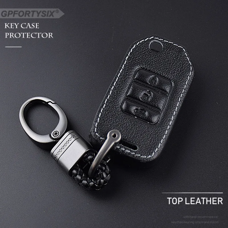 Кожаный чехол книжка GPFORTYSIX для автомобильного ключа с 3 кнопками Honda FIT XRV VEZEL CITY JAZZ