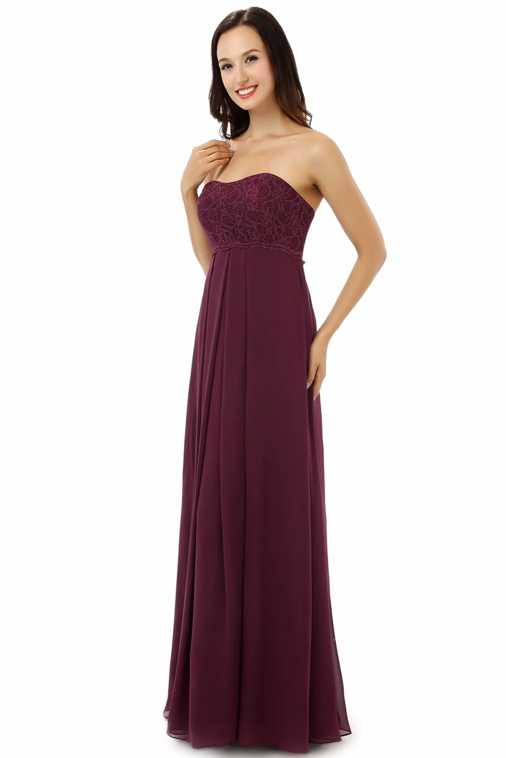 Forevergracedress реальные фотографии бордовый Цвет платье подружки невесты Простой Line