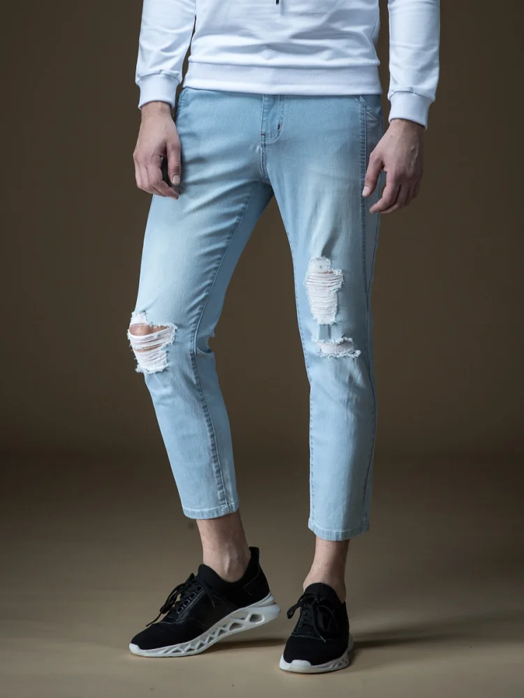 

2018 Real Slim Jeans Men Jean Pinli Product Made The New Spring Hot Men's Clothing Do Old Hole Little Cowboy Pants B191316165