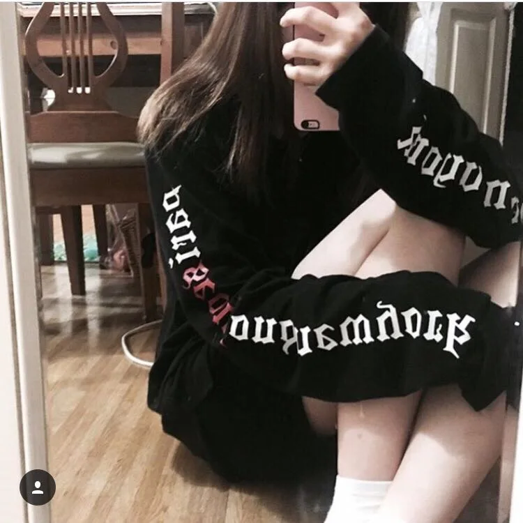 Для женщин с рисунком футболка буквами Сезон осень спорообразующий Harajuku