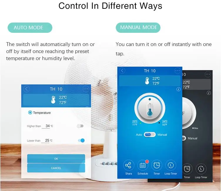 Itead Sonoff TH 10A/16A, датчик температуры и влажности, переключатель, WiFi беспроводной умный дом, дистанционное управление, переключатели через Ewelink