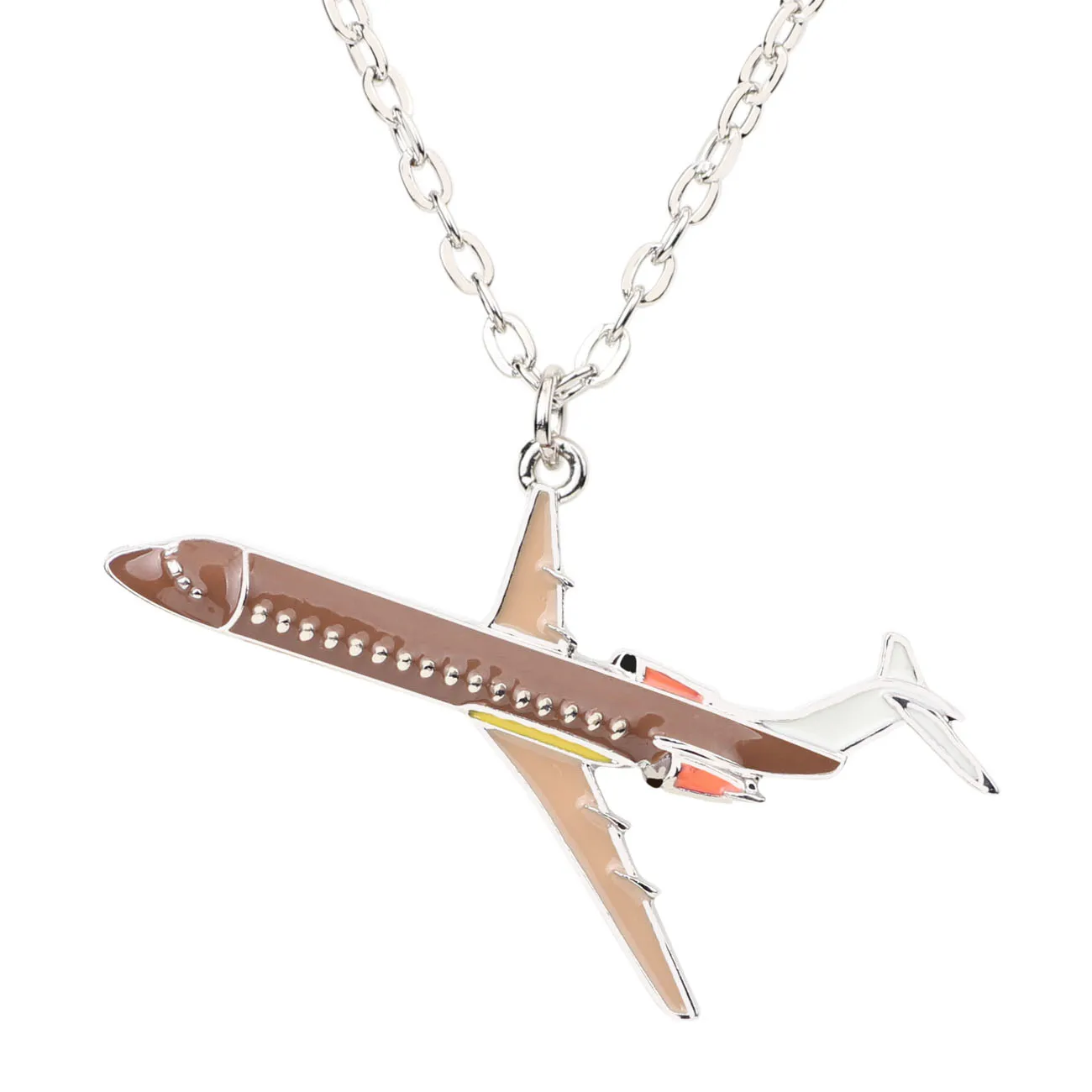 Bonsny Statement Alloy Civil AviatiION Plane Necklaces Pendant Choker Chain New Fashion Accessories Enamel Jewelry For Women | Украшения и