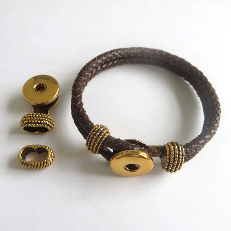 5 Sets Interchangeable Snap Button Clasp Findings For 2 Strands of 6mm Round Leather Cord Bracelet | Украшения и аксессуары