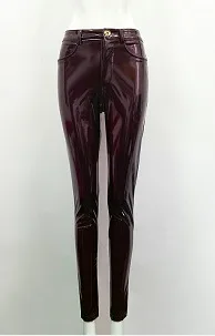 deep brown 3 Высокое качество для знаменитостей коричневые, красные, черные кожаные стрейч брюки сексуальные модные кожаные брюки - Цвет: deep brown 3