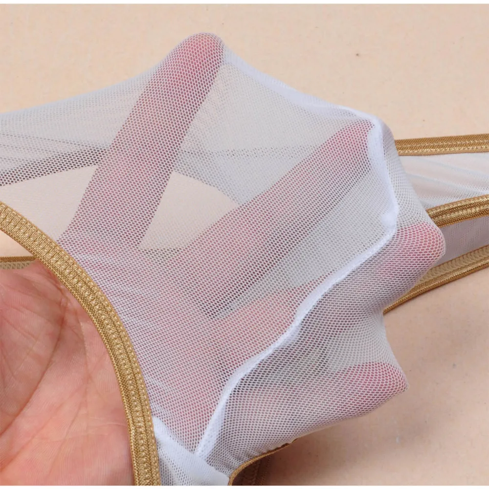 Модные прозрачные мужские стринги с переплетенной лентой нижнее белье для