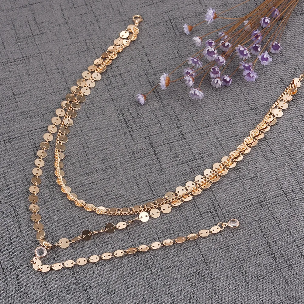 Sexy fashion Sequins Rhinestone Choker Necklace Women Long Chain Chocker Body Jewelry Boho Statement Collier Collares #235641 | Украшения и