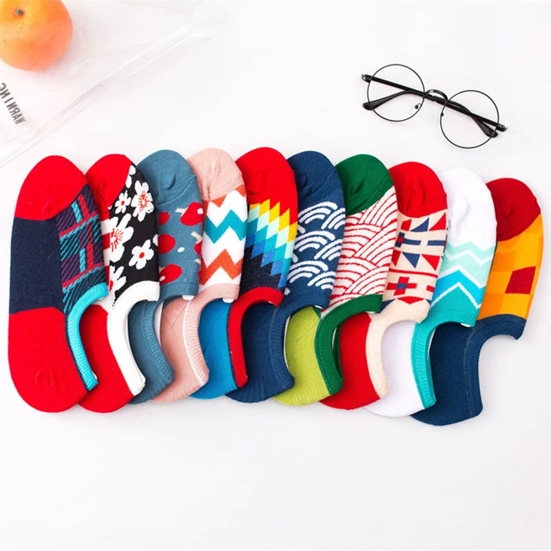 Забавные Модные Носки Happy женские хлопковые носки-лодочки дикие интересные