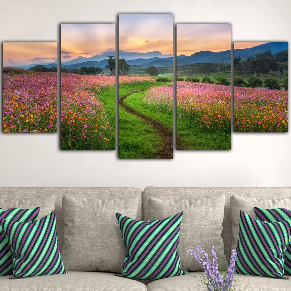 

5Pieces Canvas Painting Flower Landscape Quadros Decoracao Art Print Wall Painting Scandinavian Home Decor Cuadros Modernos