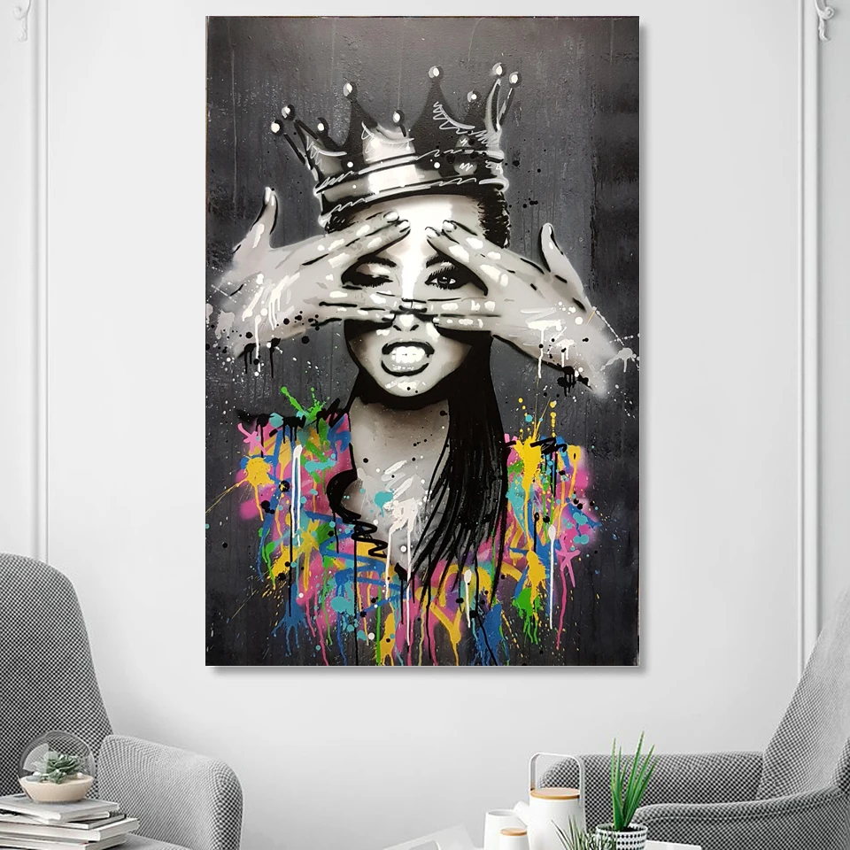 Картина на холсте Рисунок портретная картина настенное Искусство граффити домашний декор абстрактные женские картины бански арт поп-плакаты и принты