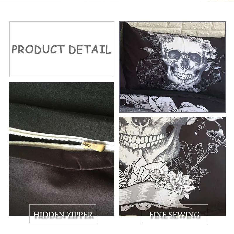 3 шт./компл. черный и белый сахарный череп принт королевы одеяла наборы матрасы