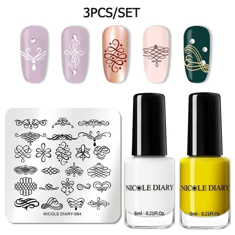 set 19 NICOLE дневник стемпинг ногтей покрытие штамп шаблоны набор мраморный Flowder изображения печатные пластины Комплект ногтей лак трафарет - Цвет: set 19