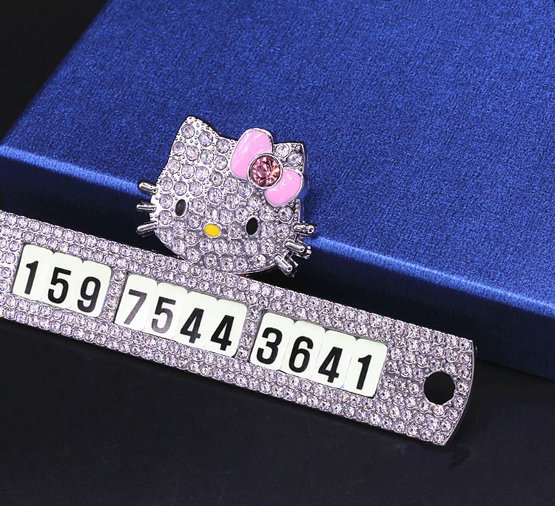 Шикарный милый мультфильм hello kitty Автомобильная временная парковка телефонная карточка пластина авто Сплав с алмазными креативными пластинами