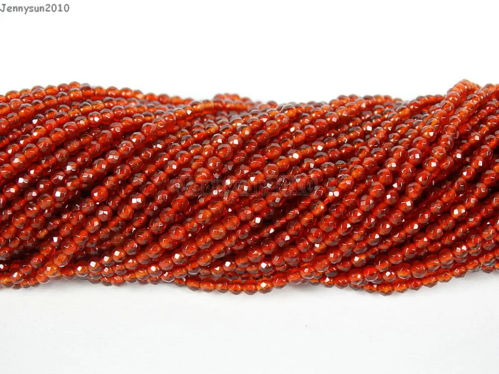 

Natural Red Ag-ate Gems Stones 3mm Faceted Round Spacer Seed Beads 15.5'' Strand for Jewelry Making Crafts 5 Strands/Pack