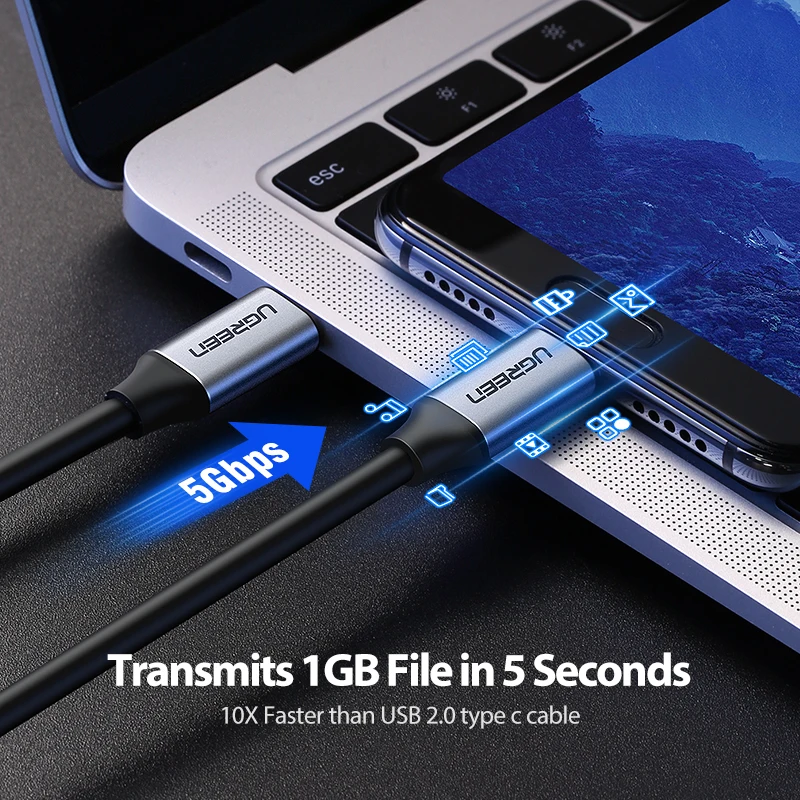 Ugreen Тип USB c 3.1 USB c штекерным Тип-C кабель Мужской быстро Зарядное устройство кабель для сяо 4c Nexus 5x, nexus 6 P, OnePlus 2, zuk Z1, Nokia N1