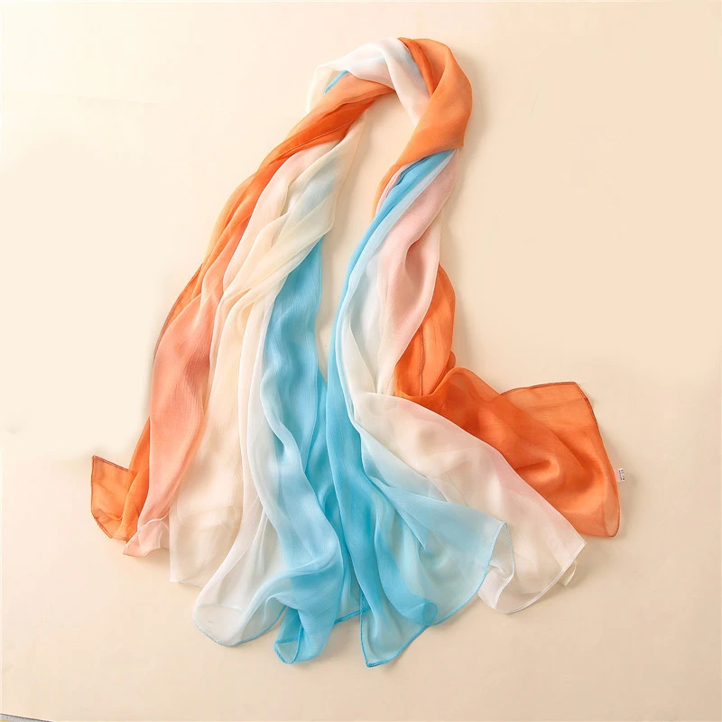 Чистый Шелковый шарф бандана оверсайз 2018 парео женское Пляжная накидка саронг