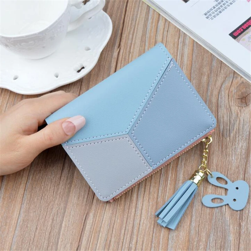 Новый милый кошелек короткие женские кошельки на молнии в стиле пэчворк модные