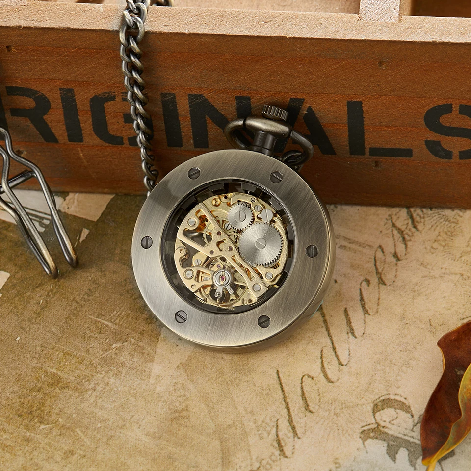 Часы наручные механические с цепочкой Уникальные Карманные римскими цифрами и