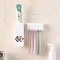 bathroom accessories set tooth brush holder automatic toothpaste extruder with dust proof toothbrush holder lazy tool supply